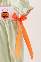 Green Pumpkin Smocked Ruffle Bubble