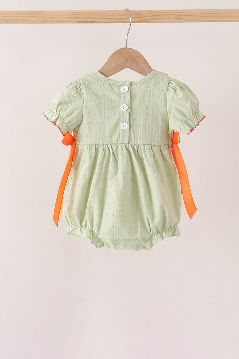 Green Pumpkin Smocked Ruffle Bubble