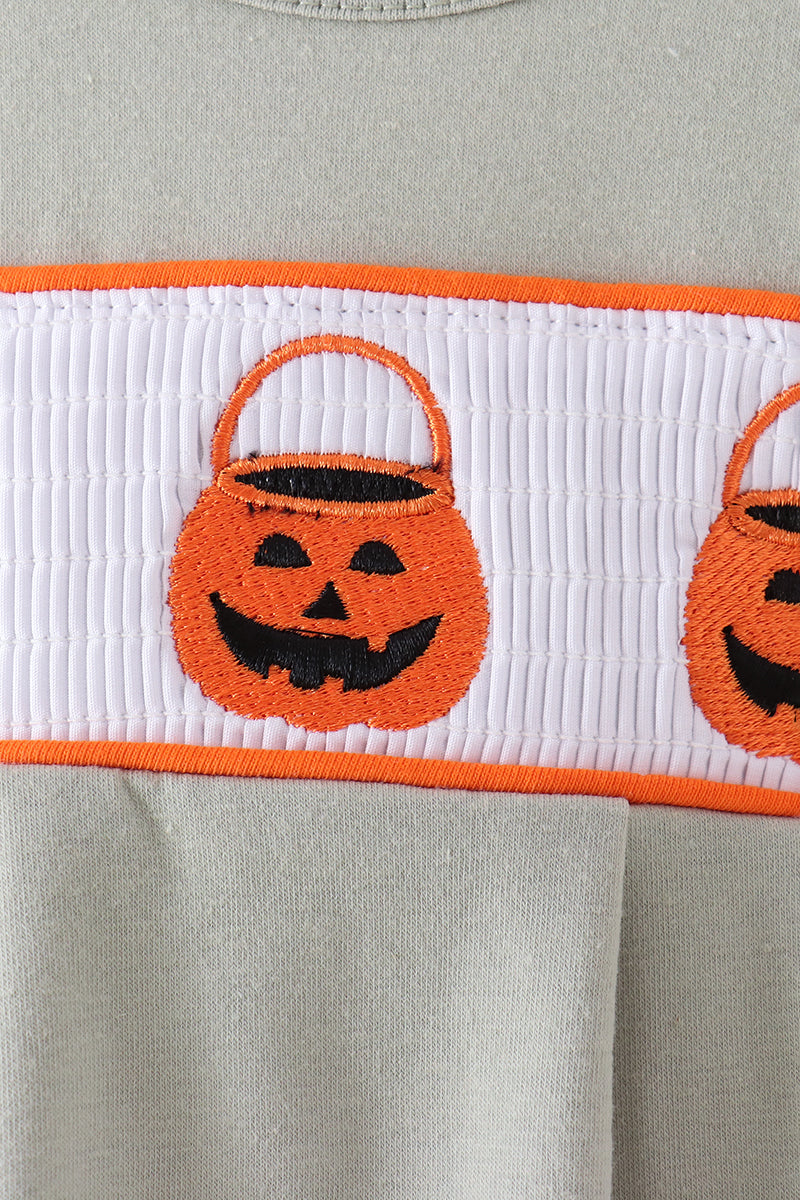 Green Pumpkin Smocked Bubble