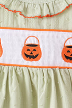 Green Pumpkin Smocked Ruffle Shorts Set