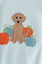 Blue Puppy Pumpkin Embroidery Bubble