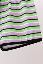 Black witch embroidery stripe shorts set