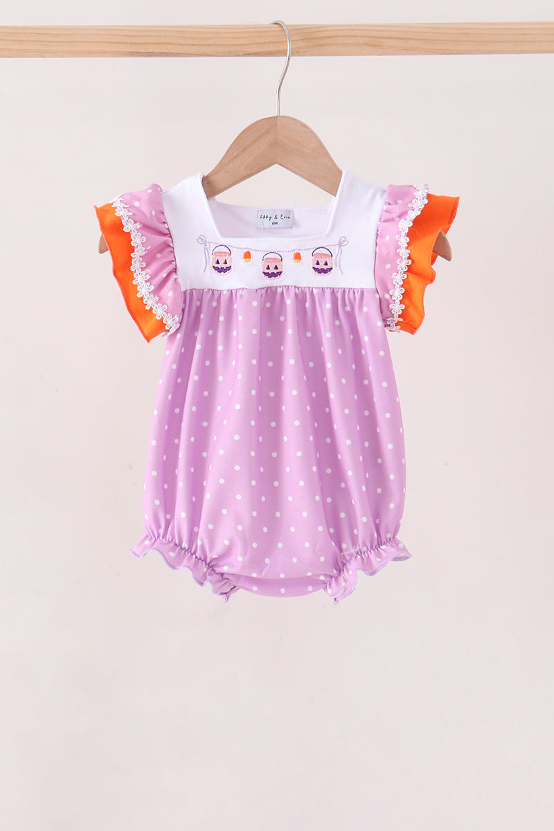 Purple Bucket Candy Embroidery Ruffle Bubble