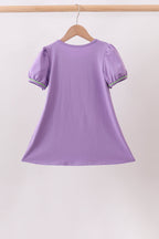 Purple witch applique dress