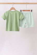 Green Pumpkin Embroidery Shorts Set