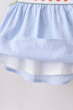 Blue Pumpkin Embroidery jacquard Ruffle Shorts Set