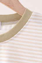 Khaki Pumpkin Embroidery Stripe Top