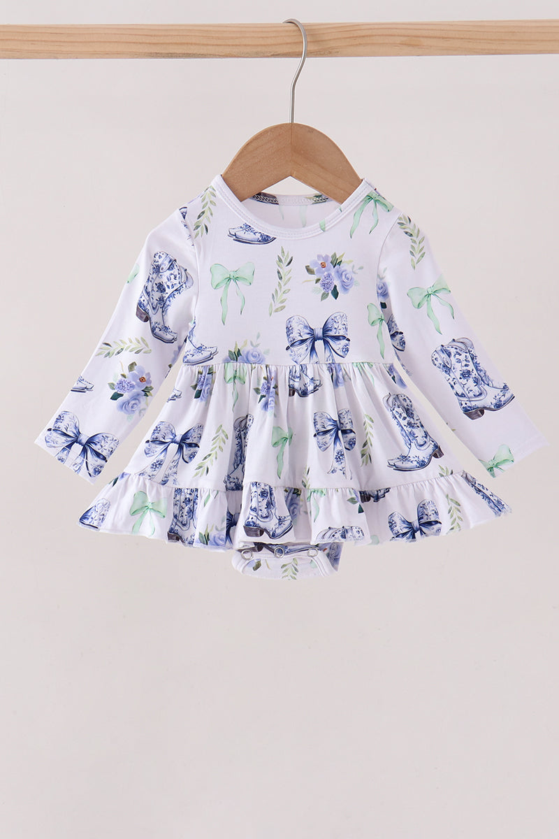 Blue Bow Boots Bubble