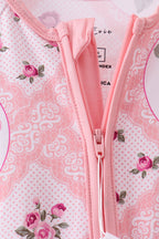 Pink Floral Bamboo Zipper Romper