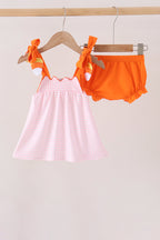 Pink Gingham Candy Corn Bloomer Set