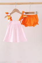 Pink Gingham Candy Corn Bloomer Set