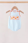 Blue Gingham Candy Corn Embroidery Bubble