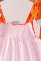 Pink Gingham Candy Corn Ruffle Shorts Set