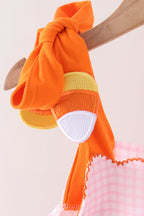 Pink Gingham Candy Corn Ruffle Shorts Set