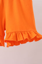 Pink Gingham Candy Corn Ruffle Shorts Set