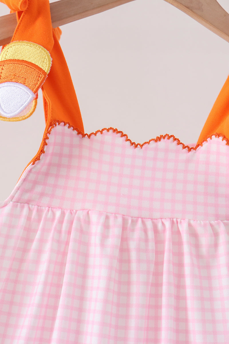 Pink Gingham Candy Corn Dress