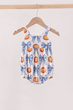 Blue Pumpkin Bow Bamboo Bubble