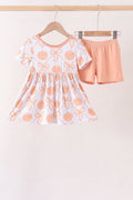 Coral Pumpkin Bow Bamboo Set