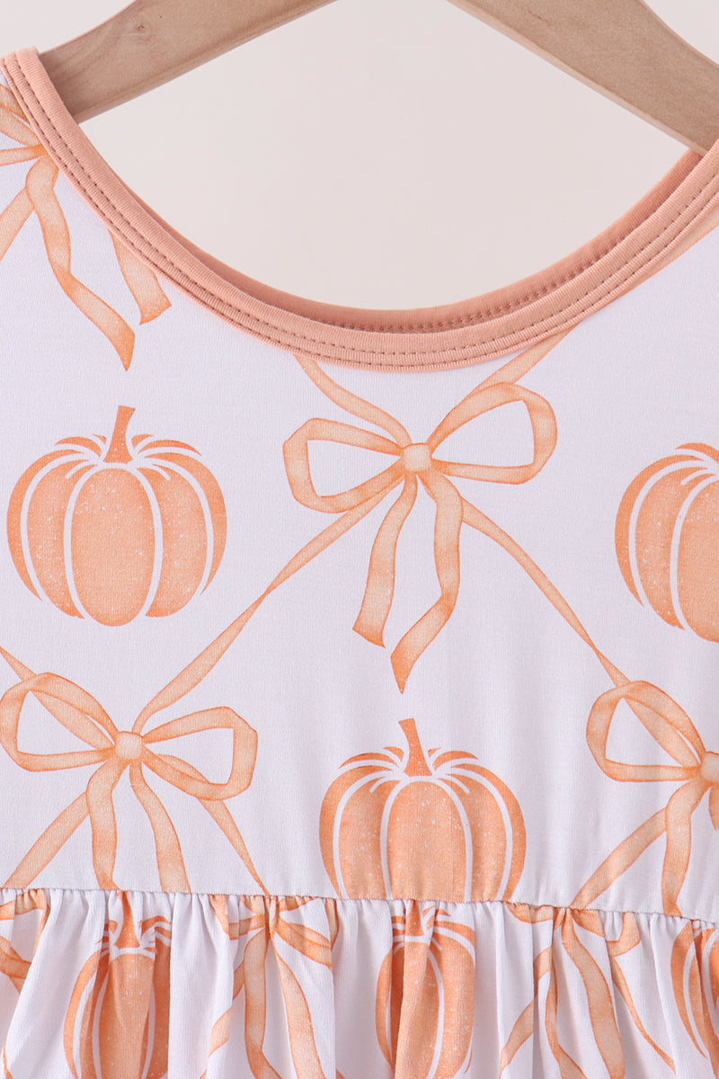 Coral Pumpkin Bow Bamboo Set