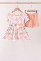 Coral Pumpkin Bow Bamboo Set