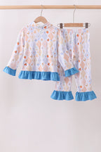 Blue Chicken Bow Bamboo Pajama Pants Set