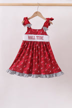 Maroon Alabama Roll Tide Smocked Ruffle Dress