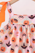 Pumpkin spider bow shorts set