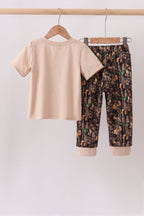 Gray Deer Applique Pants Set