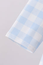 Blue Farm Embroidery Ruffle Gingham Pants Set