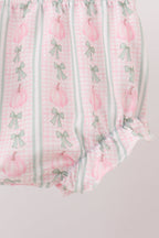 Sage Pumpkin Bow Embroidery Bloomer Set