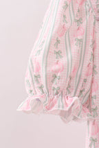 Pumpkin Bow Embroidery Mom Tiered Dress