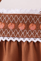 Brown Pumpkin Smocked Lace Set