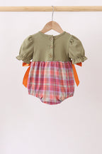 Camel Pumpkin Embroidery Ruffle Plaid Bubble