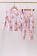 Pink princess stripe bamboo pajama set