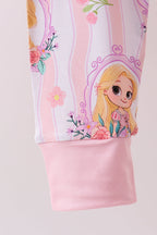 Pink princess stripe bamboo pajama set