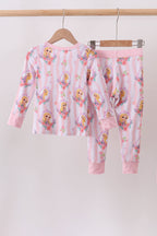 Pink princess stripe bamboo pajama set