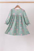 Sage Bow Ruffle Dress