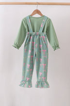 Sage Bow Ruffle Jumpsuit Set