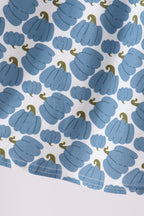 Blue pumpkin bow smocked lace dress