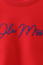Red Mississippi Ole Miss Embroidery top
