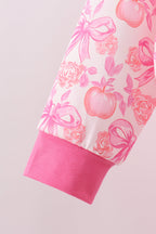 Pink Pumpkin Bow Lace Skorts Set