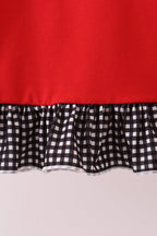 Red Georgia Embroidery Ruffle Dress