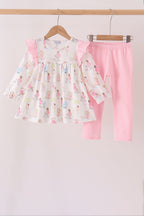 Pink all day adventure ruffle pants set