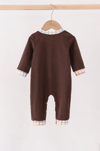 Brown deer applique romper