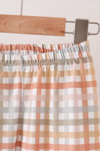 Brown deer applique plaid pants set
