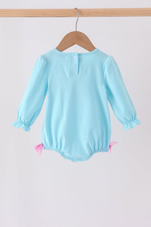 Blue bow french knot ruffle bubble