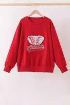 Red Alabama sequin mom top