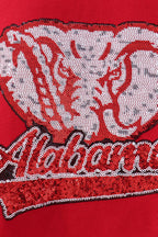 Red Alabama sequin mom top