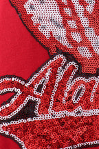 Red Alabama sequin mom top