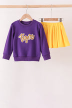 LSU tiger sequin twirl skorts set